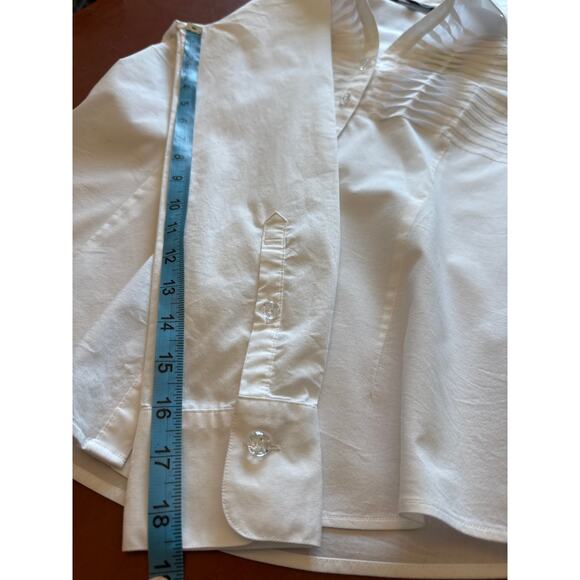 Brooks Brothers 346 White Pleated Blouse Sz 8 Made in USA Stretch - Picture 6 of 7